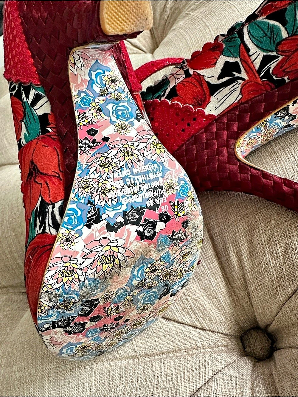 Irregular Choice Just In Time Floral Bow Heels Red & Multicolor US 8 - Picture 6 of 10